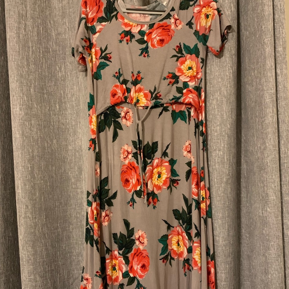 Latched Mama nursing drawstring t shirt midi dress